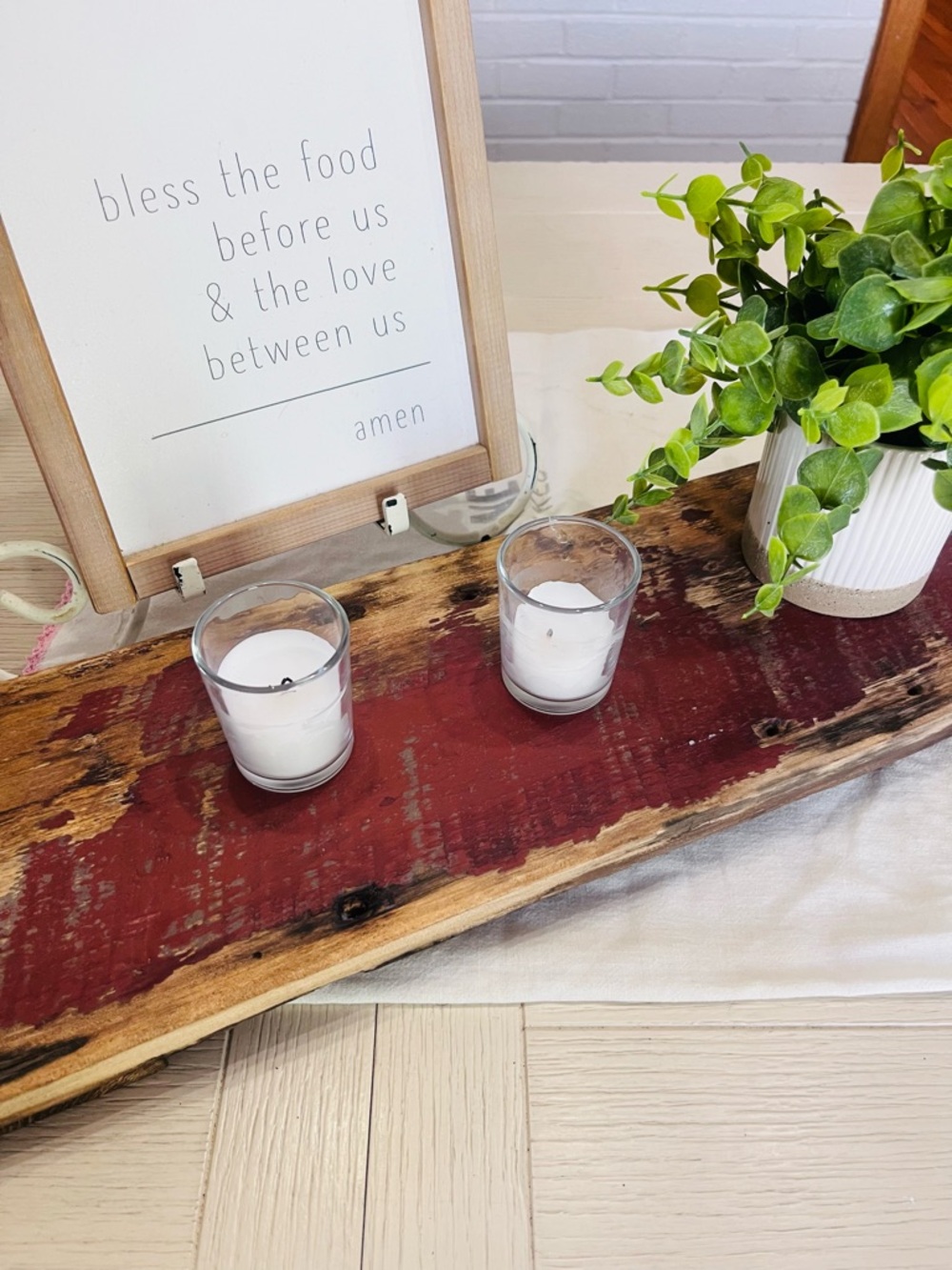 Rustic Barn Wood Long Raised Tray for Kitchen Island Centerpiece Mantle Decor - Picture 3 of 11